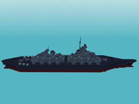 Title: U.S.S. Intrepid hey Spart, I had to move the entire superstructure forward and stretch it out a bit, and added Triumph style gun towers, it came out better than I expected / Author: immerbesser